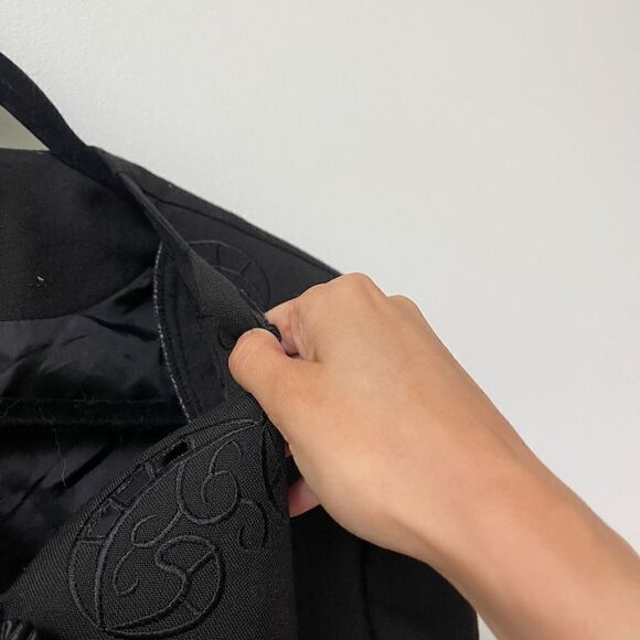 Executive Collection Women's Button-Front Eyelet Accent Black Long Sleeve Size L - Picture 6 of 7